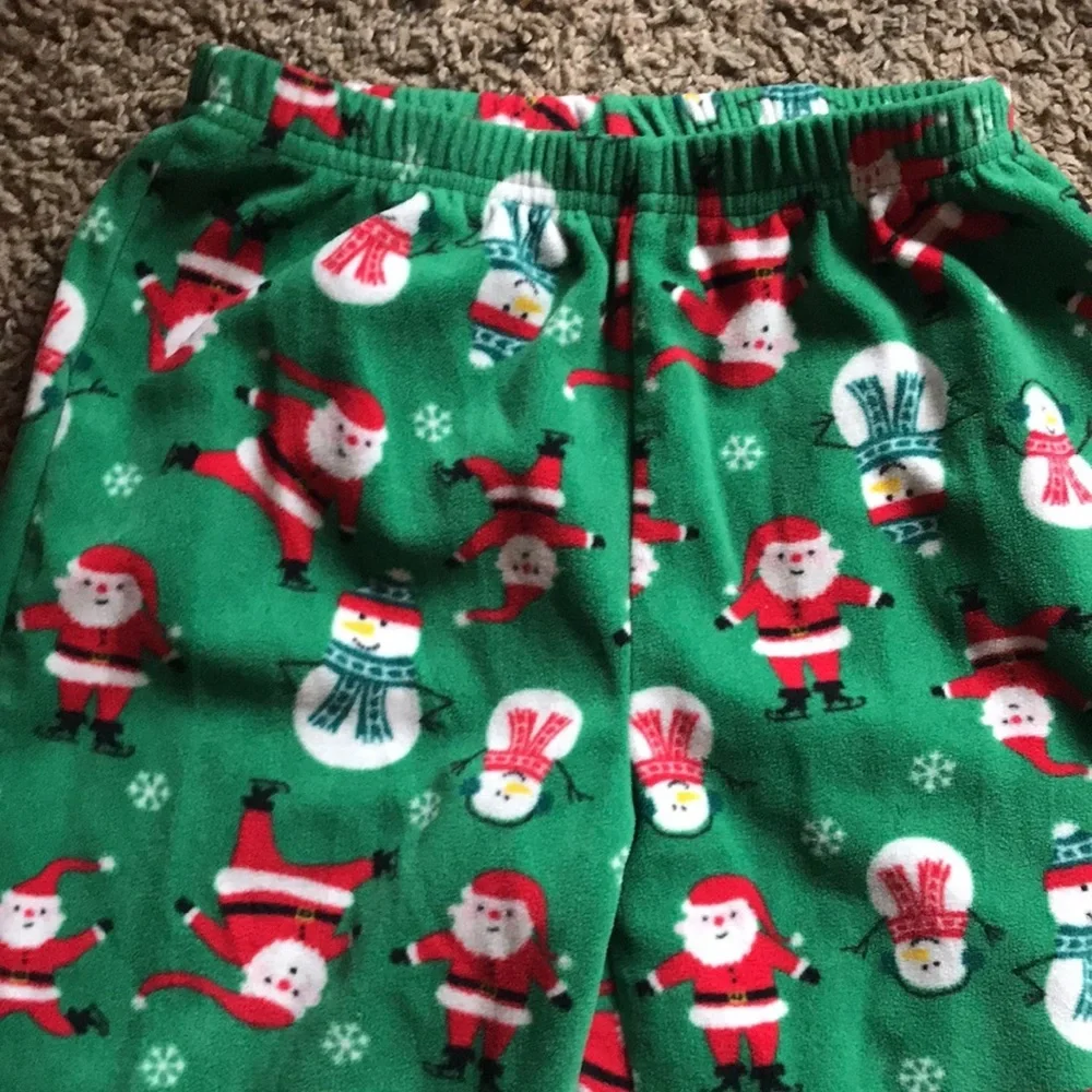 Carter’s Christmas Green Fleece Santa & Snowman Boys Pajama Bottoms
